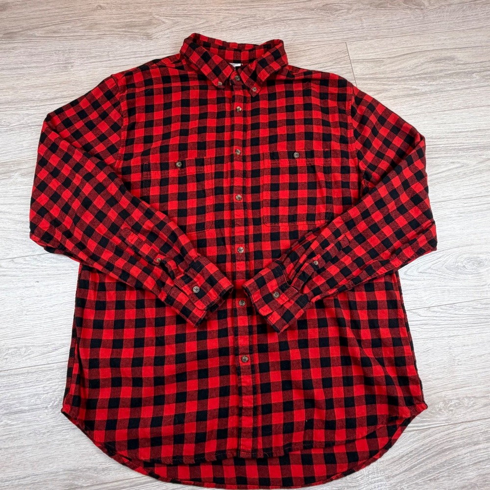 Vintage Wrangler Mens L Buffalo Scotch Plaid Long Sleeve Button Up Shirt‎